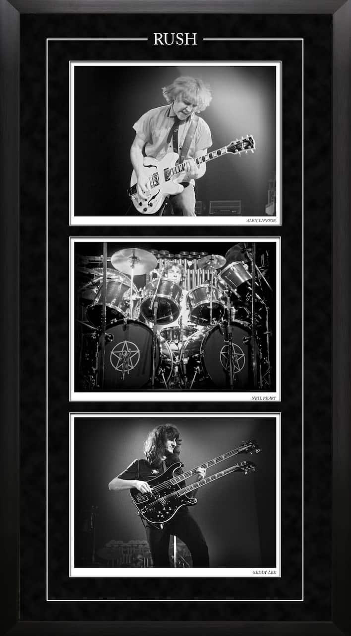 RUSH Framed Triple Black & White Photo Collage Vertical 19" x 36"